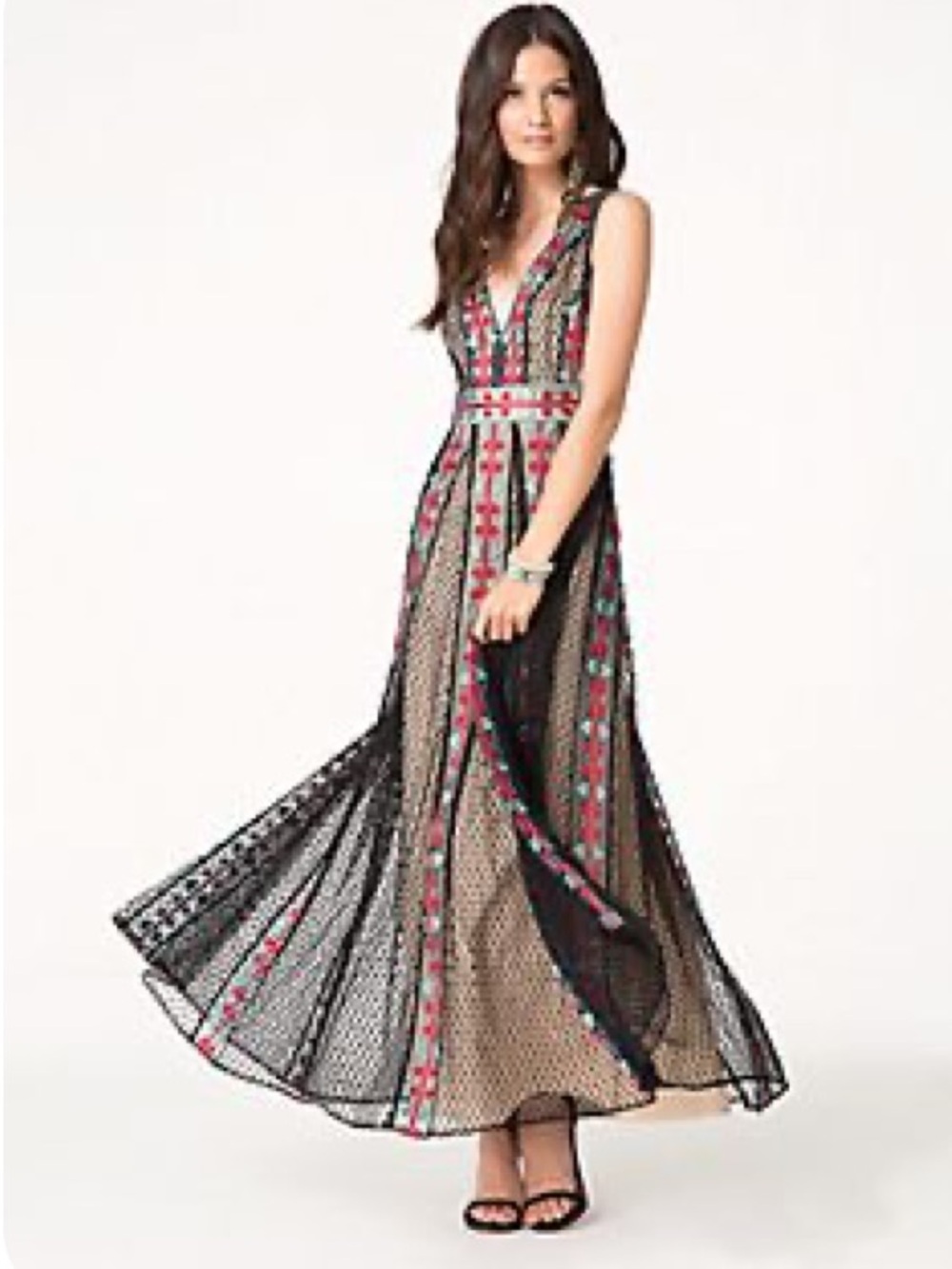 Bebe embroidered maxi dress